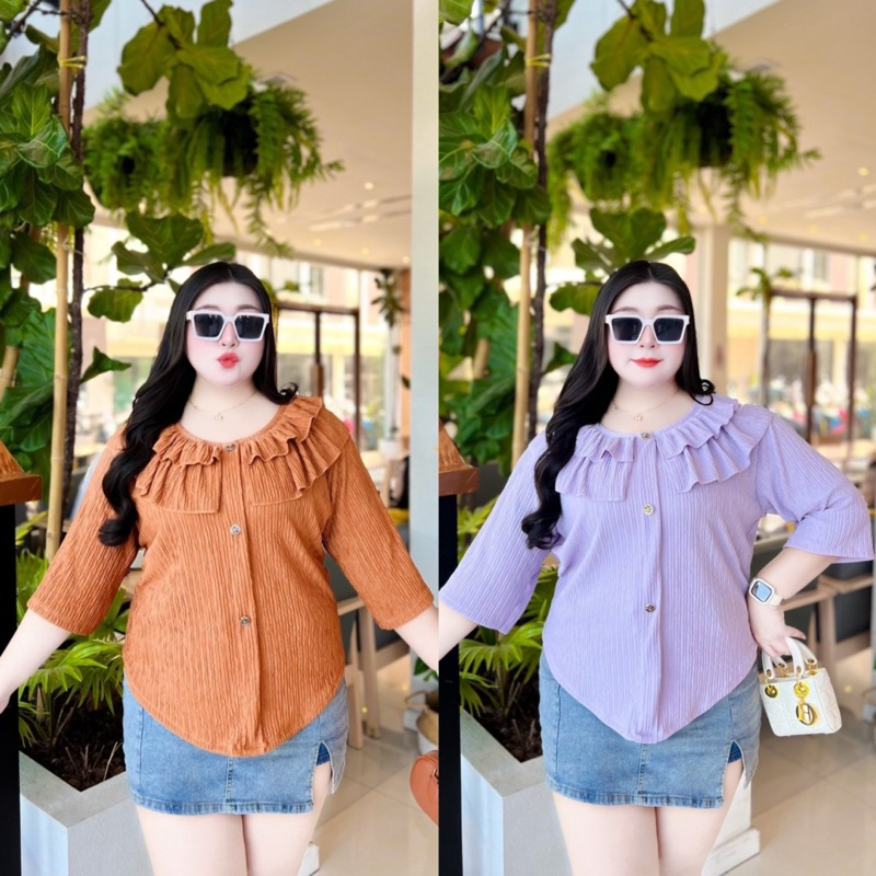 เสื้อแขนสามส่วนอก54แต่งระบายรอบตัว