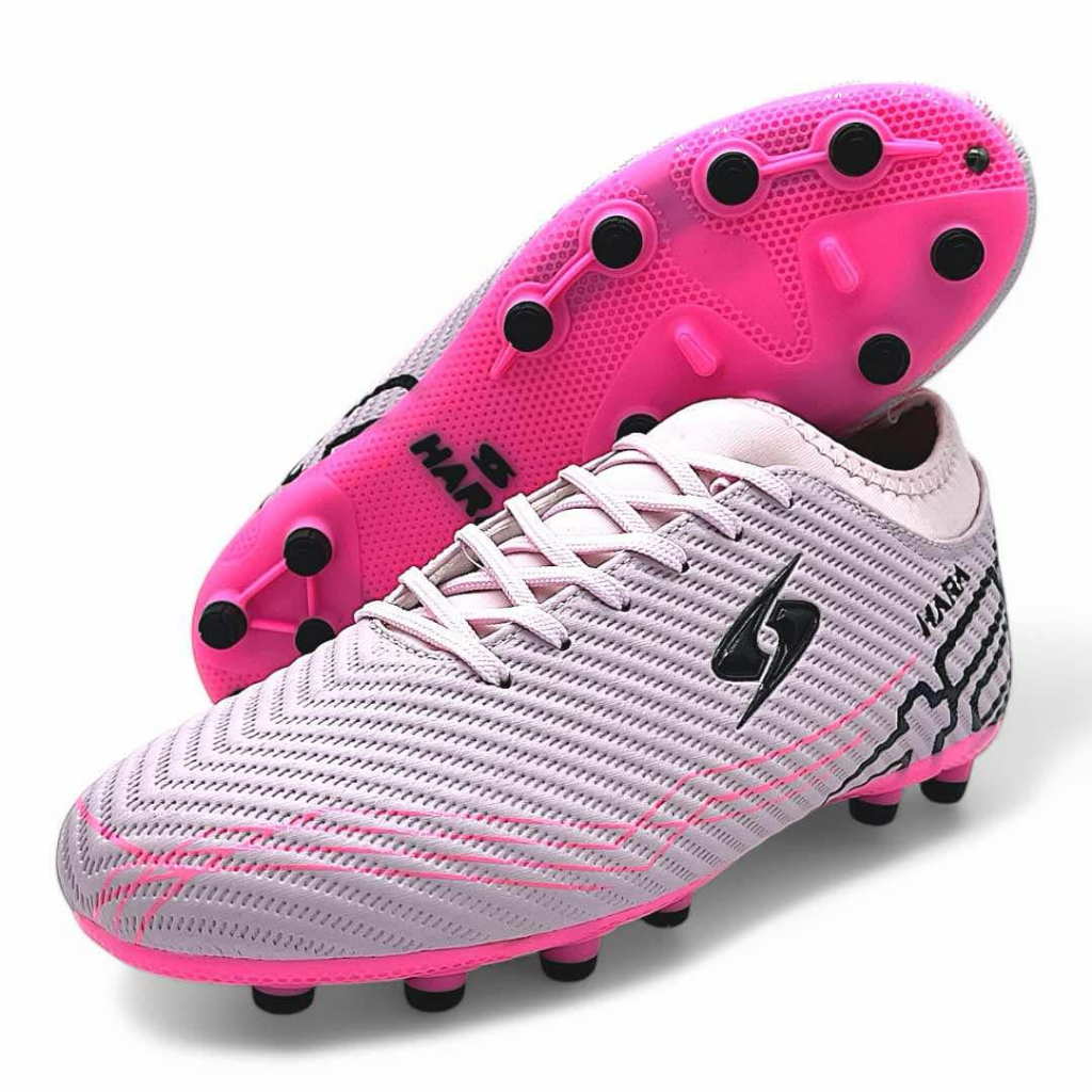 HARA Sport รองเท้าสตั๊ดหุ้มข้อ รองเท้าฟุตบอล รุ่น F34 สีชมพู