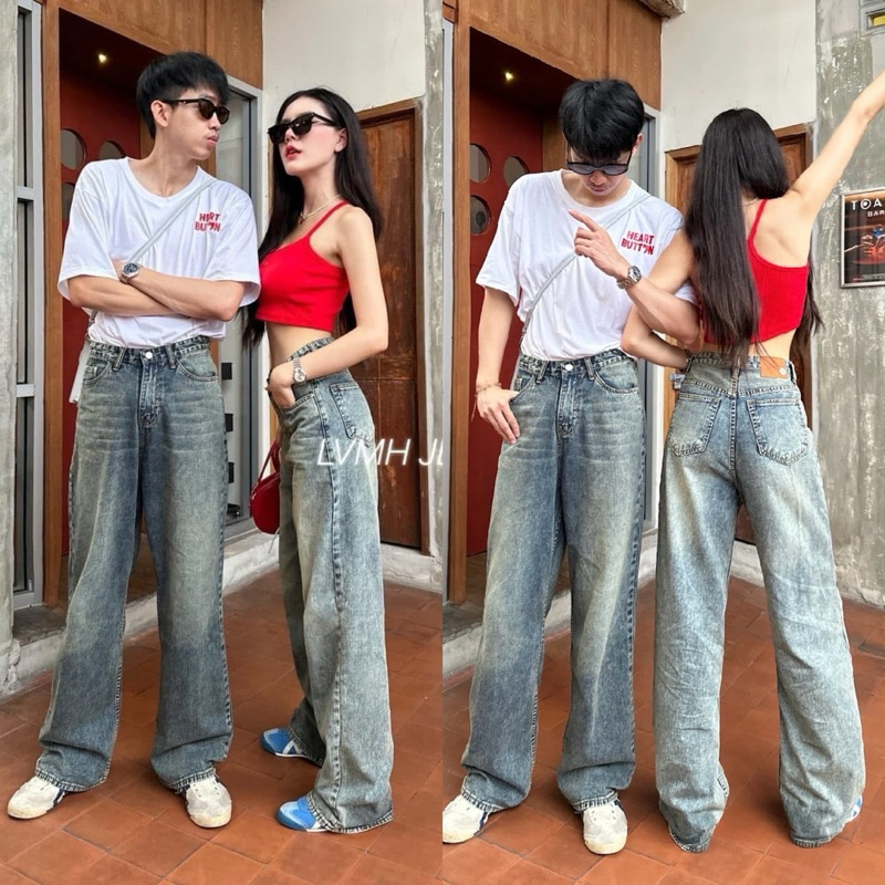 กางเกงยีนส์ LVMH รุ่น BUGGY LEG 💞 รุ่นขายดี✨️ ทรงสวย🕶 ใส่แล้วเท่ห์ ได้หลากหลายสไตล์ในการแต่งตัว✨️
