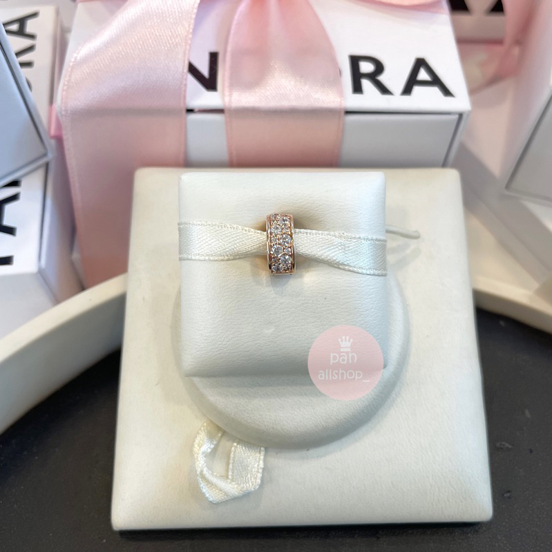 (ของแท้100%)Pandora rose clip คลิปเพชรขาวโรส มียางในตัว