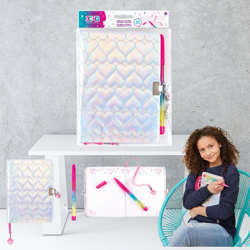 3C4G : Quilted Locking Journal with Glitter Pen