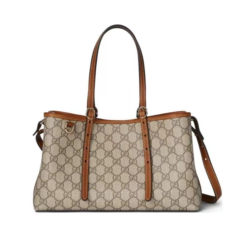 Gucci กุชชี่ ดอกไม้เก่าคลาสสิก big-capacity shopping Tote bag ต้นฉบับ กระเป๋าถือ(กล่องของขวัญ+ถุงเก็บฝุ่น+ใบแจ้งหน）