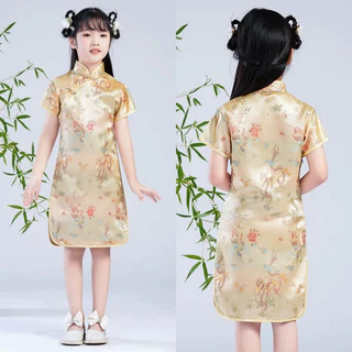 พร้อมส่งจากไทย ชุดจีนเด็ก กี่เพ้า ใส่สบายๆ ลายมังกร ดอกโบตั๋น ขนาด 100-150 cm