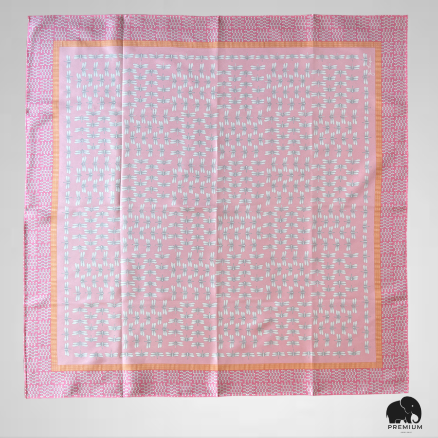 ผ้าพันคอผ้าไหม จิม ทอมป์สัน Silk scarf 33"x33" Jim Thompson ลายแมงปอ