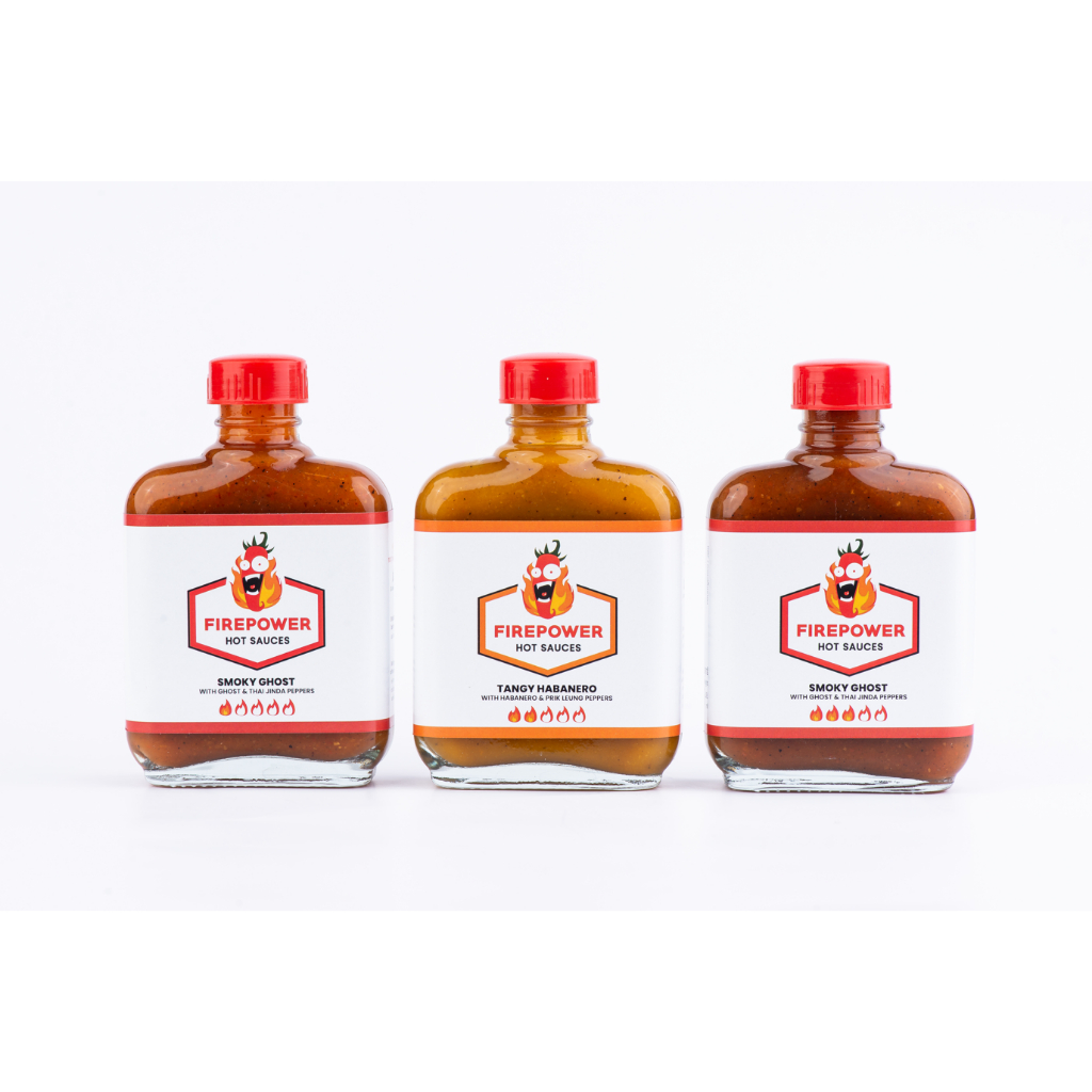 Firepower Trio Bundle รวมทั้ง 3 ซอสพริกไฟเยอร์พาวเวอร์ 85ml