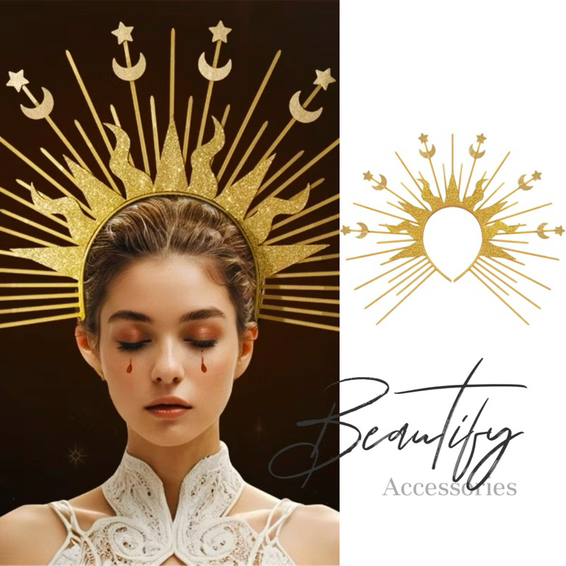 𝓑𝓮𝓪𝓾𝓽𝓲𝓯𝔂 คาดผมรัศมีเพลิงพระอาทิตย์ดวงดาวพระจันทร์เสี้ยวมีพลังยิ่งใหญ่อลังการ