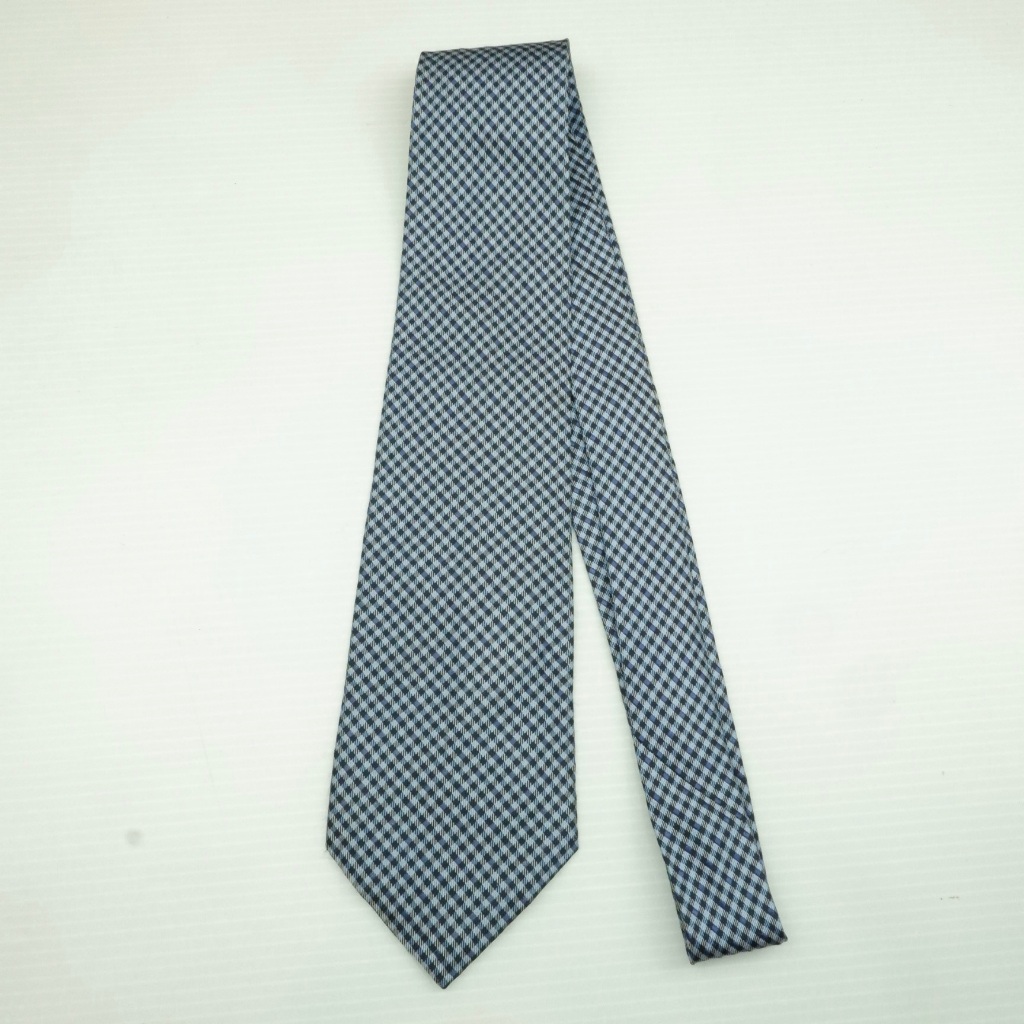 เนคไทแบรนด์เนม Necktie Paul Smith Silk Blue Mini Check Italy