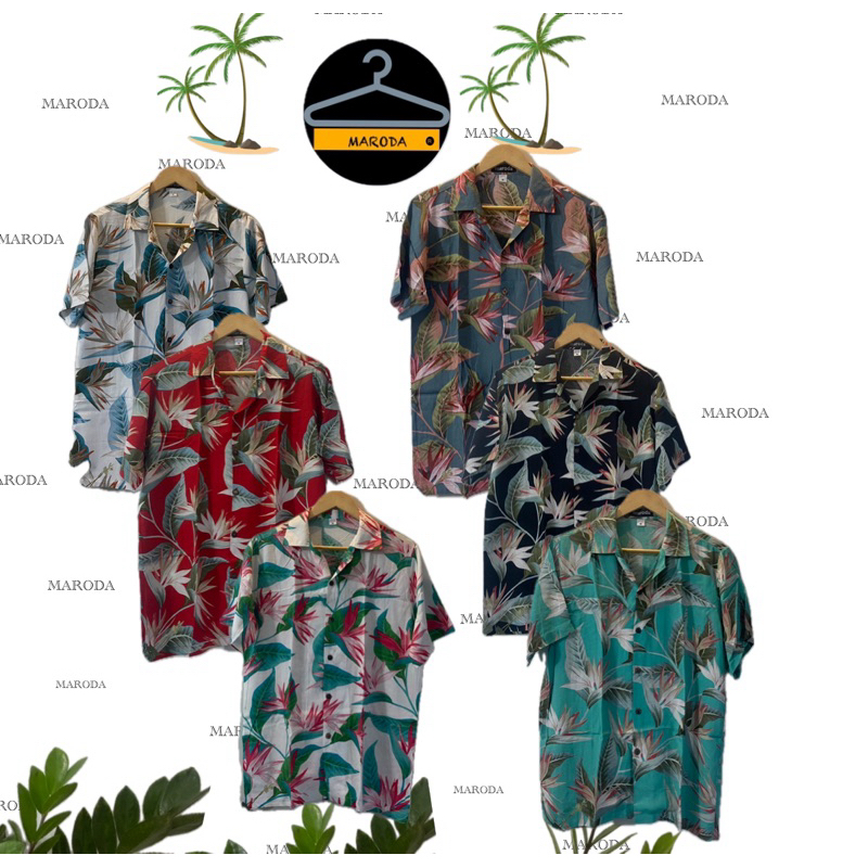 เสื้อฮาวายแขนสั้น(ผ้าสปันเรยอน)