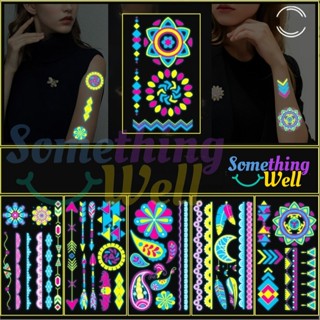 สติกเกอร์แทททู เรืองแสงในไฟแบล็คไลท์ แทททูแฟนซีติดผิวแบบกันน…