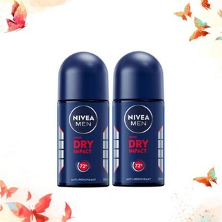 Nivea Men Roll On Dry Impact นีเวีย เมน ดราย อิมแพ็ค โรลออน ระงับกลิ่นกาย 50 มล. 2 ชิ้น