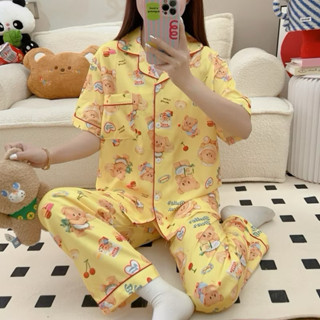 ชุดนอน หมีเนย  ผ้าไหมอิตาลี่ พร้อมส่ง💛🐻