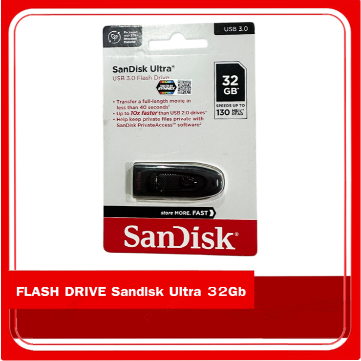ของแท้ FLASH DRIVE Sandisk Ultra 32Gb USB 3.0 (SDCZ48-032G-U46, Black) by SYNNEX (ออกใบกำกับภาษีได้)