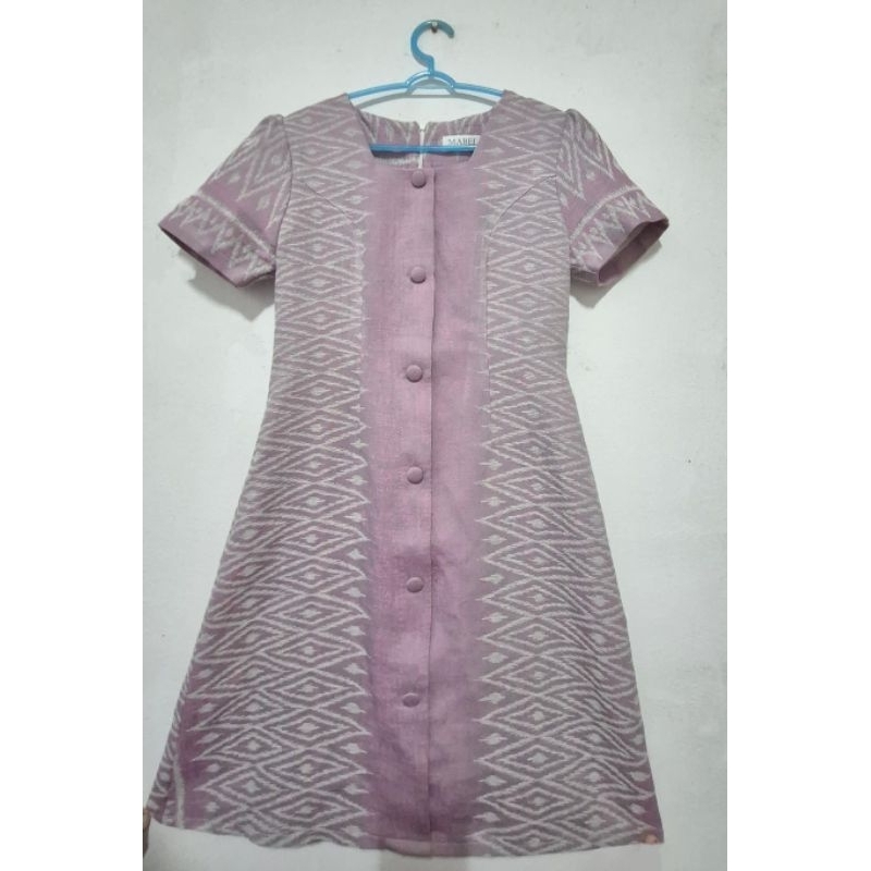 ชุดเดรสไทย ผ้าทออัดกาว แบรนด์ Mabel ไซส์ L