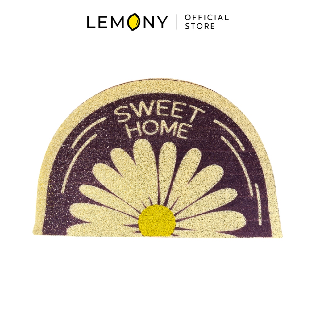 LEMONY Semicircle daisy Floor Mat 38×58cm พรมเช็ดเท้าครึ่งวงกลมลายดอกไม้เดซี่ ขนาด 285 กรัม