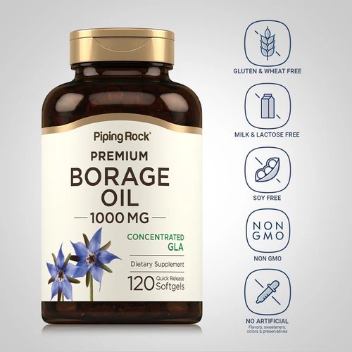 PipingRock Borage Oil (GLA) 1,000 mg. (120Softgels) น้ำมันโบราจ - รูปที่ 3