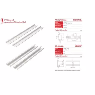 รางเทอร์มินอล รางปีกนก DIN RAIL อลูมิเนียม (ความยาว 1 เมตร) หนา 1.1 มม.