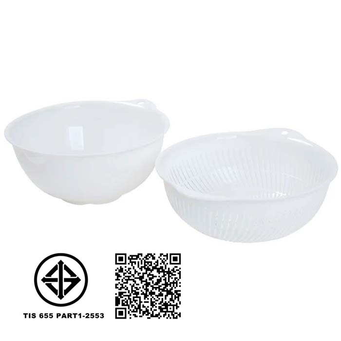 NITORI ชามและกระชอน 2 ชิ้น กว้าง 23.4 x ลึก 23.4 x สูง 10.2 ซม.