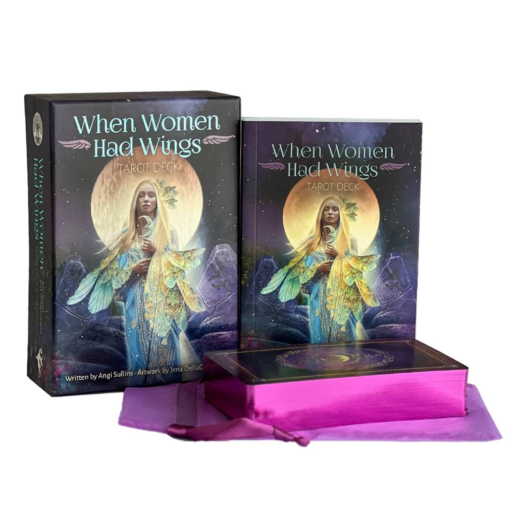 When Women Had Wings Tarot Deck ไพ่ออราเคิลแท้ขอบสีม่วงพร้อมถุงใส่ไพ่/ Oracle/ Cards