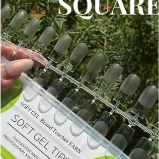 PVCแบบสีใสเนื้อบาง Soft gel tip กล่องเขียว 4ทรง(12size/504pcs./box) ต่อเต็มเล็บด้วยกาวหรือกาวเจล