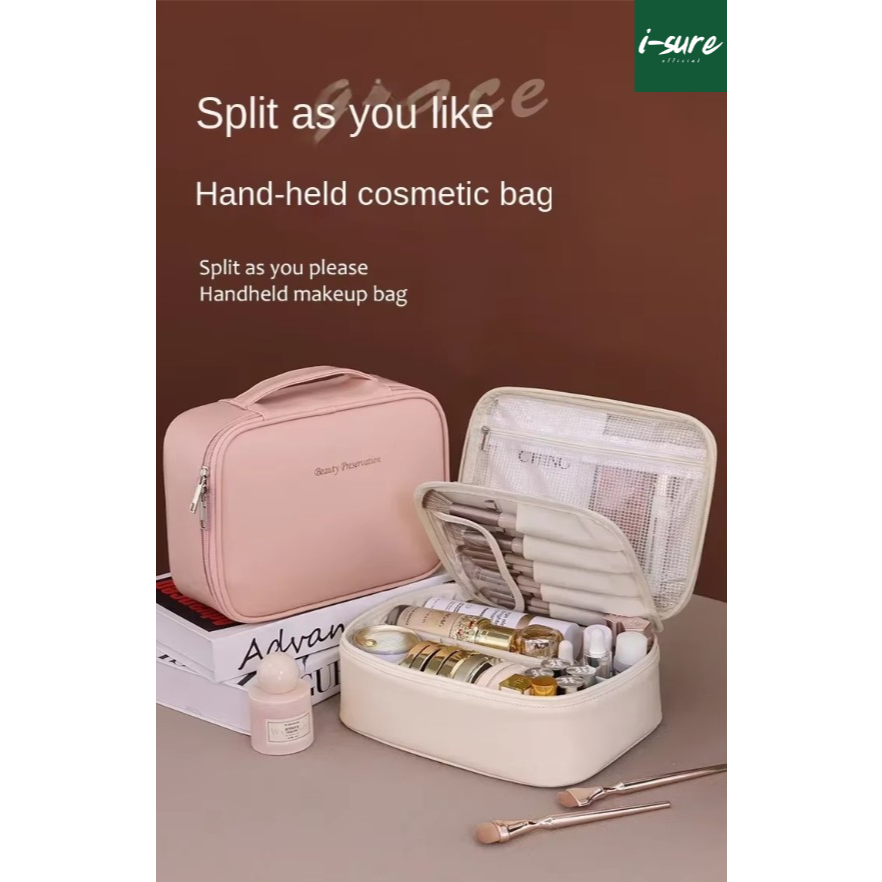 [พร้อมส่ง] กระเป๋าพกพา make up bag แต่งหน้า แปรงปัดแก้ม อายแชโดว์ พาเลทตา พับแต่งหน้า หนัง PU กันน้ำ