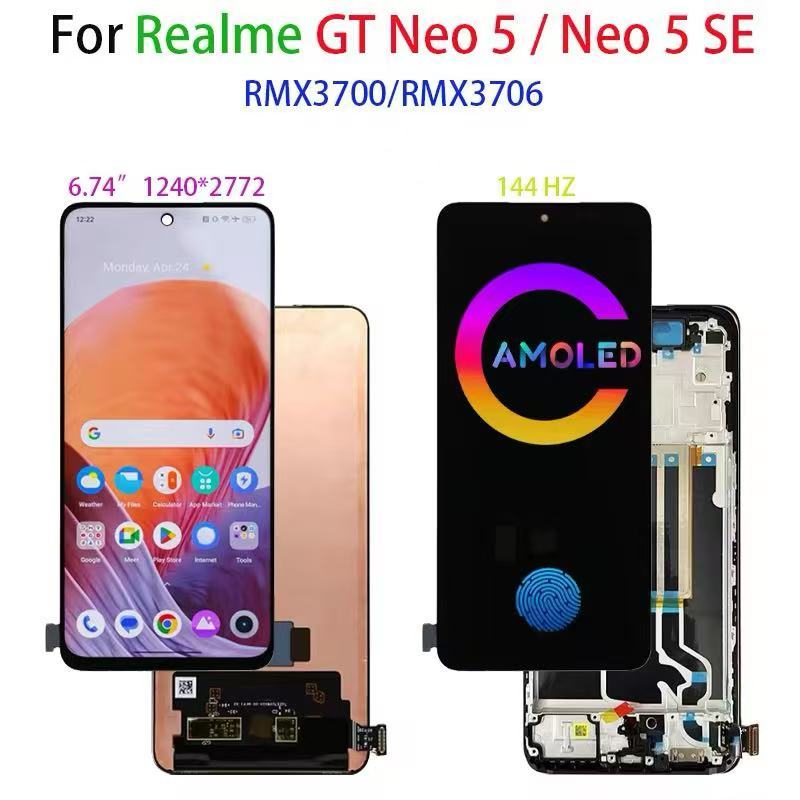 AMOLED เดิมสำหรับ Realme GT Neo5 Neo 5 Neo 5 SE RMX3700 RMX3706 จอแสดงผล LCD หน้าจอสัมผัสชิ้นส่วนทดแทน
