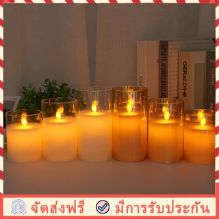 เทียนไฟฟ้าLED โคมไฟเทียน เทียนอิเล็กทรอนิกส์ แถมถ่าน จิ๋วไร้ควันปลอดภัย เปลวไฟแกว่งจำลอง ตกแต่งสร้างบรรยากาศ