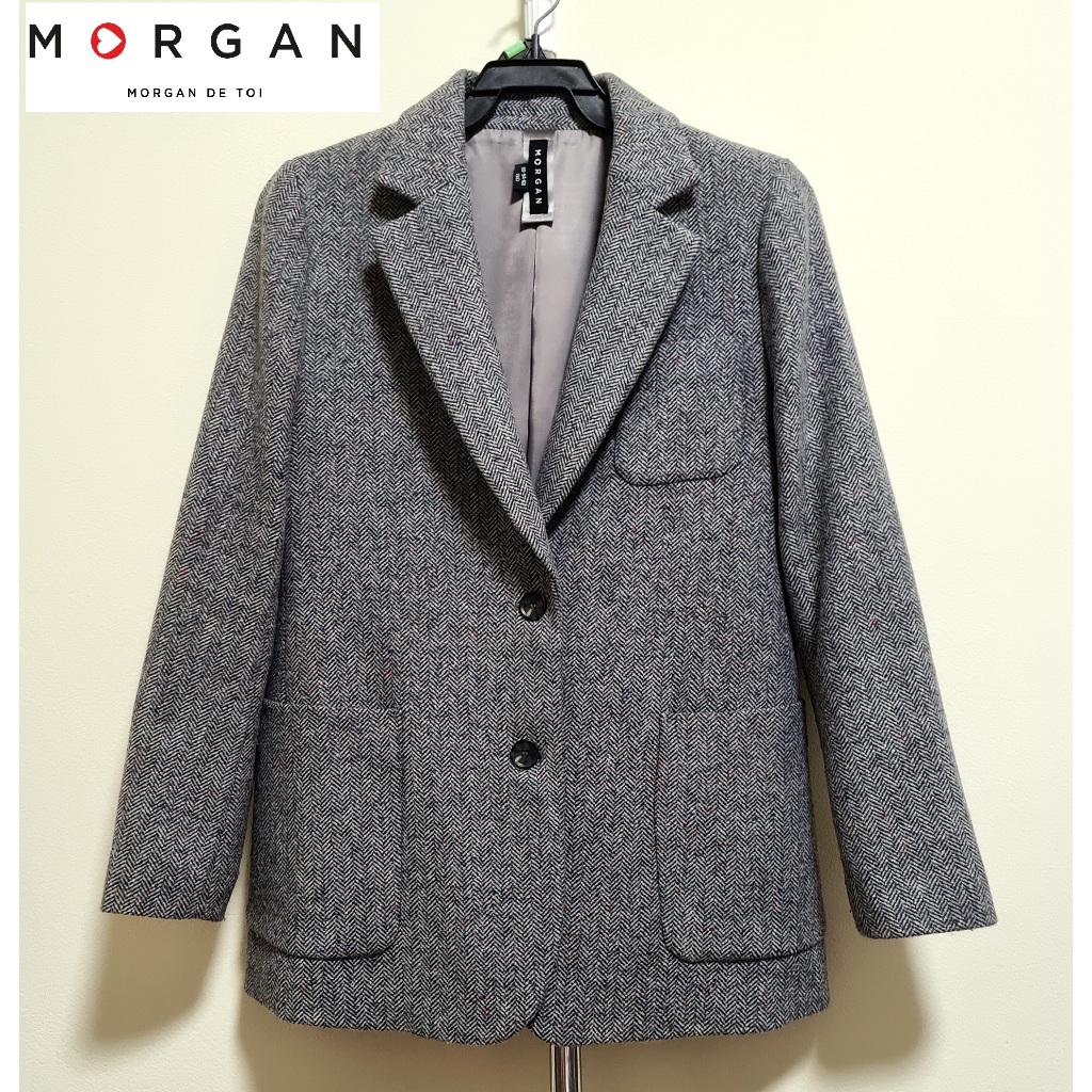 Morgan De Toi เสื้อสูทผู้หญิง ผ้าทวีด สีเทา อก 38 นิ้ว มือสอง