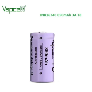 ถ่านชาร์จVapcell INR16340/RCR123A 850mAh 3.7V T8 ของแท้เช็คโค๊ตได้