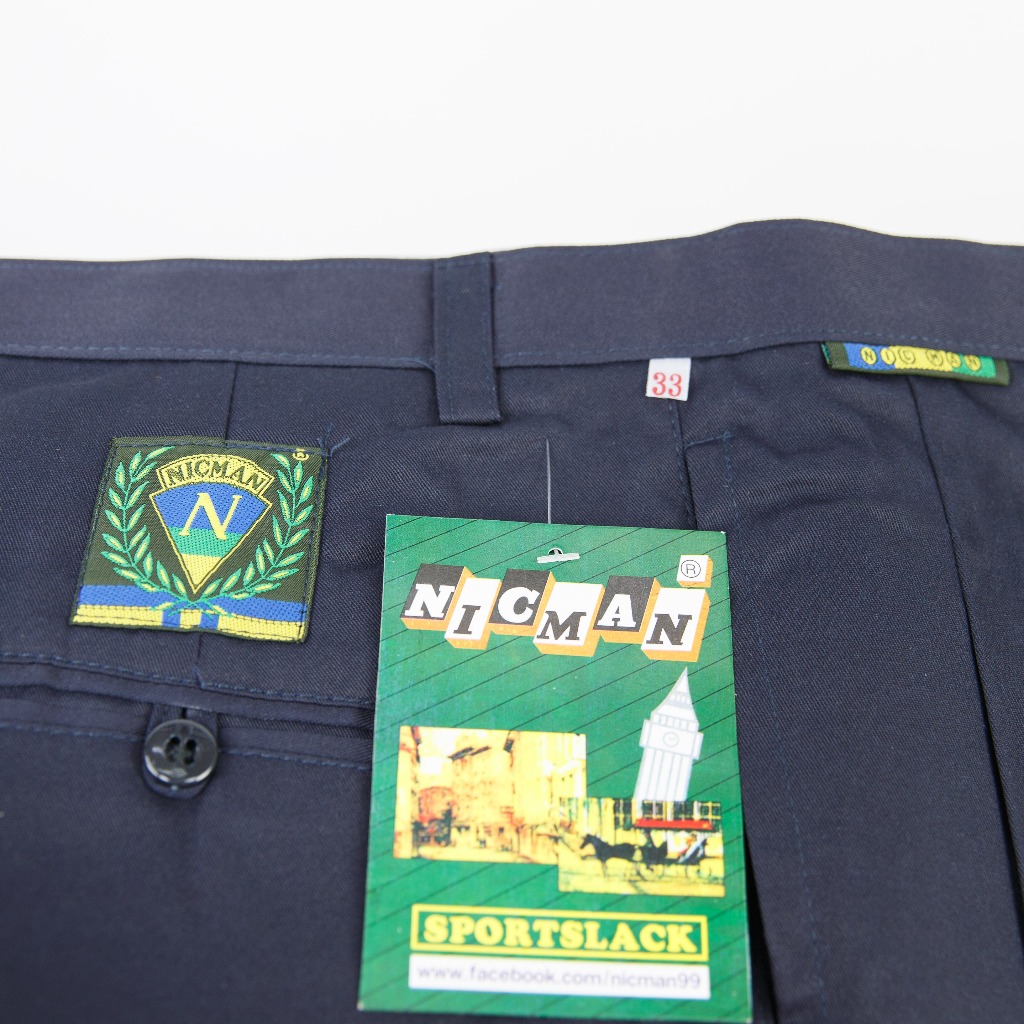 กางเกงขายาวผ้าแสล็คผ้าค็อตตอนคอม มีจีบ Nicman ทรงขากระบอก คุณลุงคุณตาชอบใส่