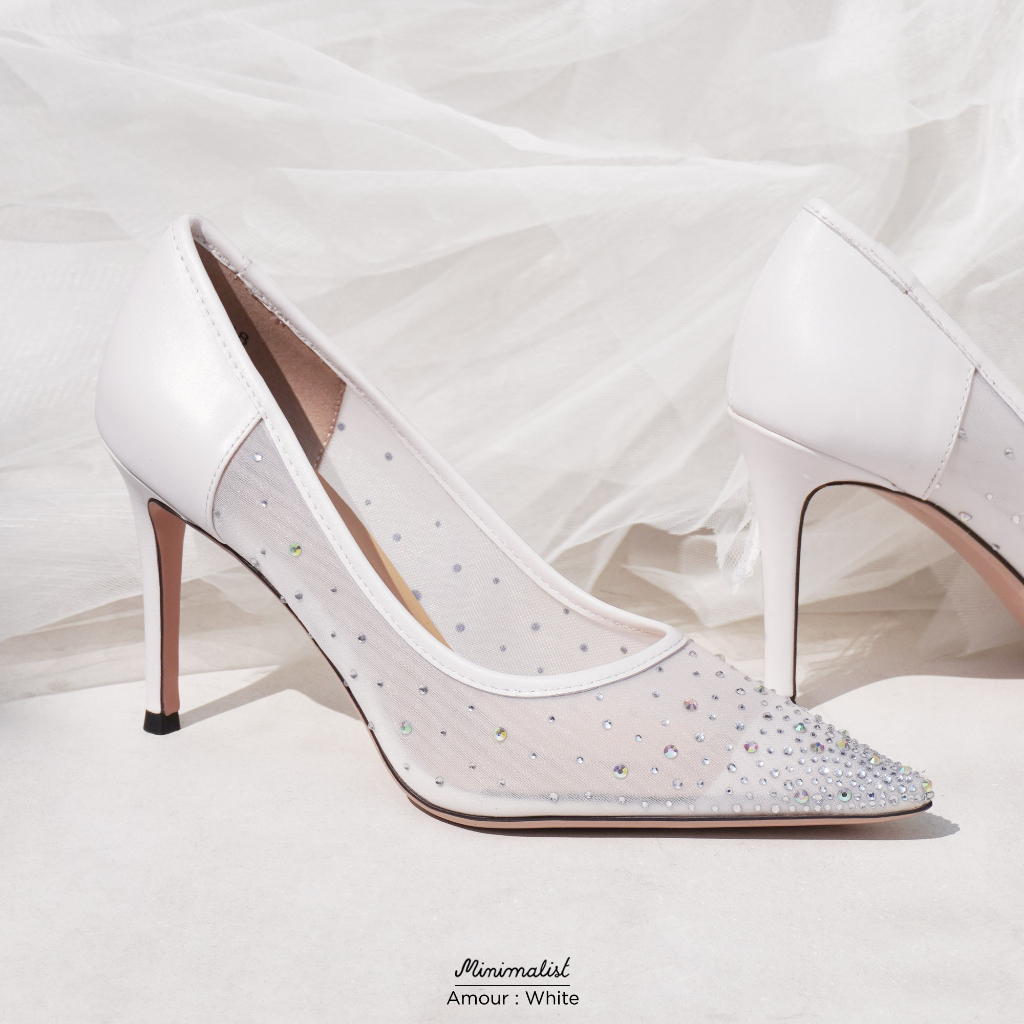 𝐌𝐈𝐍𝐈𝐌𝐀𝐋𝐈𝐒𝐓 รองเท้าเจ้าสาวหนังแกะ รุ่น Amour  สูง 4 นิ้ว หน้าเท้าไม่แคบ ใส่สบาย