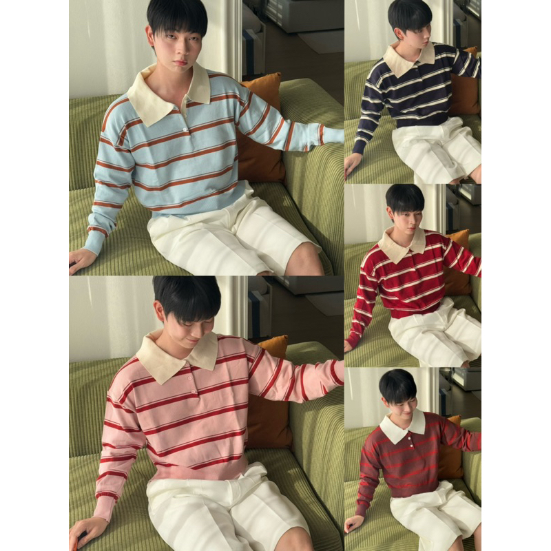 Lovely Crop Sweater เสื้อครอปไหมพรมลายทาง