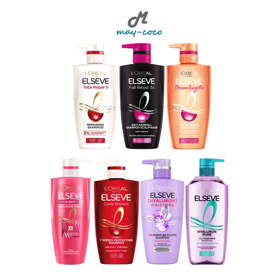 ถูก/แท้/มีไลฟ์ แชมพู ครีมนวดผม Loreal L'Oréal Paris Elseve Total Repair 5 Hyaluron Fall Resist Keratin Smooth ลอรีอัล