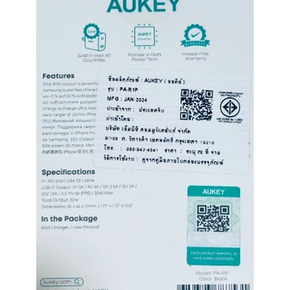 [ชุดชาร์จเร็วสำหรับซัมซุง] AUKEY หัวชาร์จเร็ว 45W 30W 25W PD + สายชาร์จ 140W CB-GCC241 สำหรับ Samsung Galaxy S25