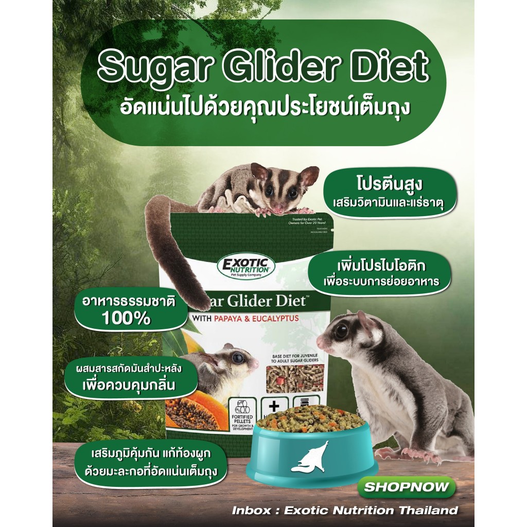 หมดอายุ 10/2026 Exotic Nutrition ชูการ์ ไกลเดอร์ ไดเอท ประกอบด้วยมะละกอและยูคาลิปตัส ขนาดถุง 900 กรัม.