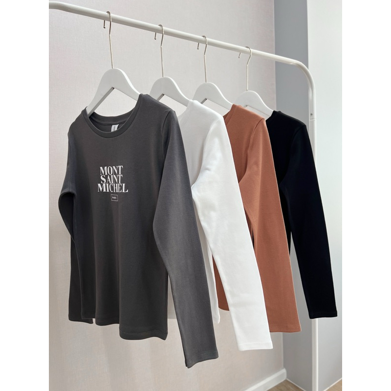 เสื้อยืดคอปาดสกรีน แขนยาว