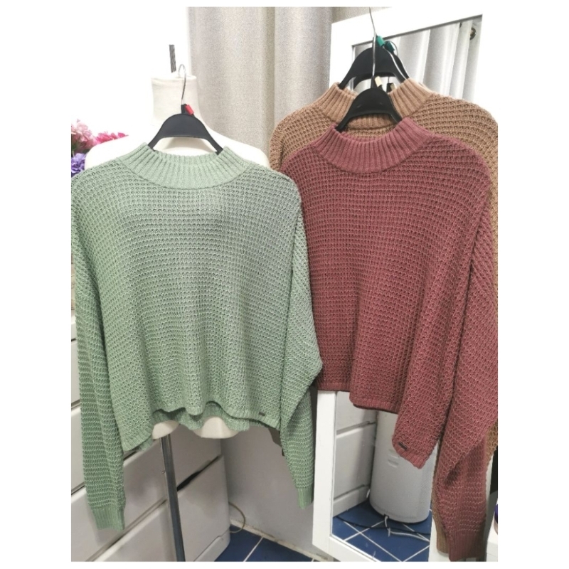 Hollister​ Easy waffle mock-neck Sweater​ เสื้อไหมพรม​ งานมือ1