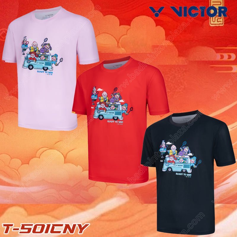 【 ของแท้ 💯% 】เสื้อกีฬาแบดมินตันคอกลมวิคเตอร์ T-501CNY ฉลองตรุษจีน 2025 (T-501CNY)