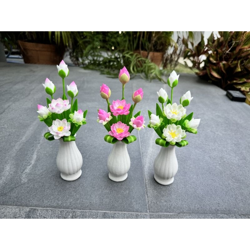 ดอกบัว แจกันดอกบัว แบบ 7 ดอก ขนาดสูง 7.5 นิ้ว ราคาต่อ 1 แจกัน