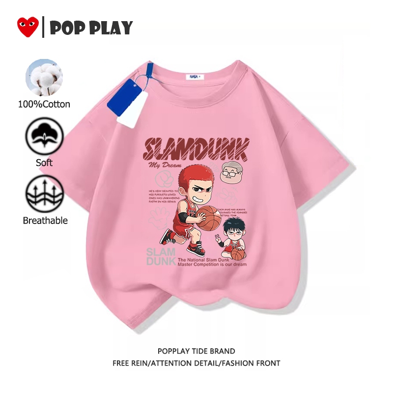 เสื้อยืดเด็ก เสื้อยืดเด็กผู้ชาย Slam Dunk 100% cotton ตัดเย็บดี อนิเมะ 2025สินค้าใหม่! (จัดส่งตลอด 24 ชั่วโมง)