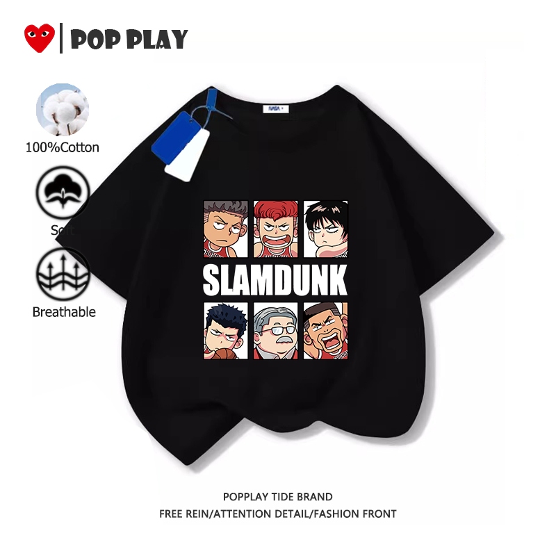 เสื้อยืดเด็ก เสื้อยืดเด็กผู้ชาย Slam Dunk 100% cotton ตัดเย็บดี อนิเมะ 2025สินค้าใหม่! (จัดส่งตลอด 24 ชั่วโมง)