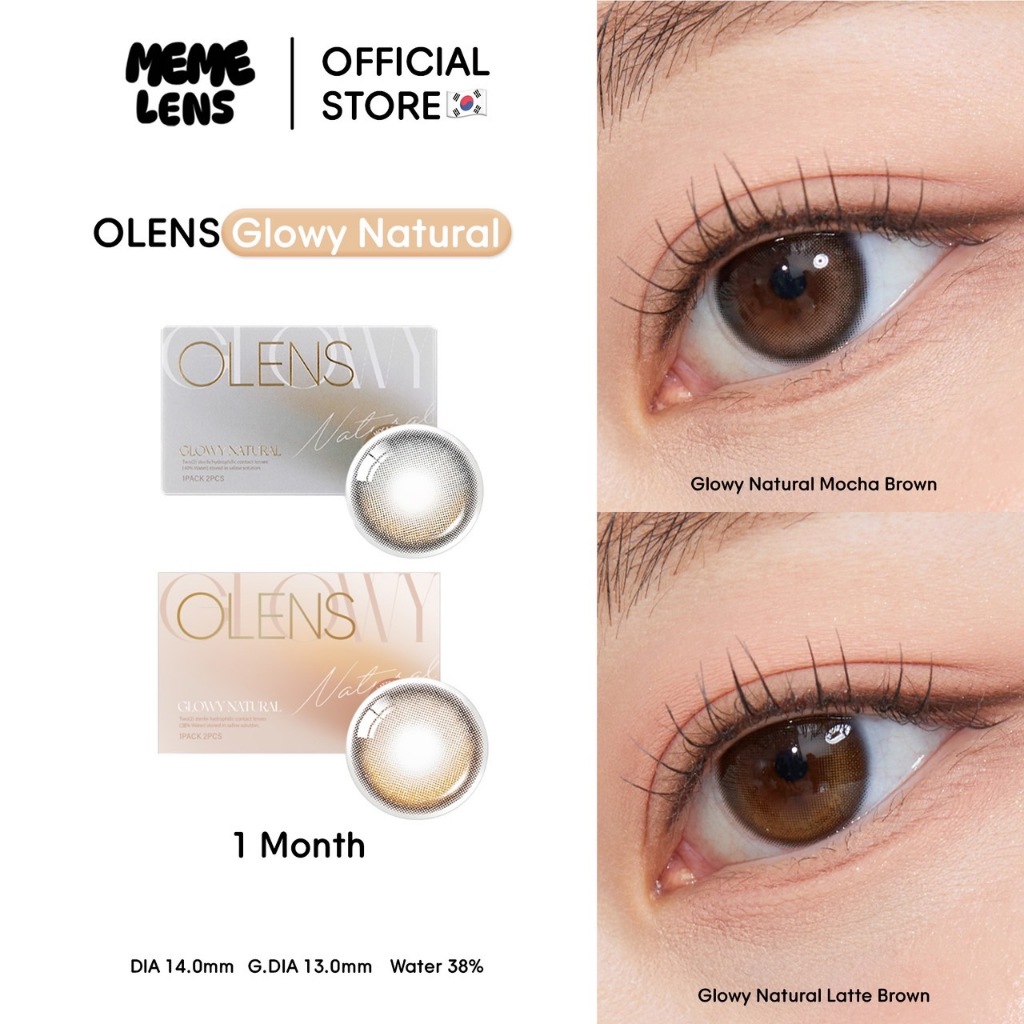(💥Flash Sale ไม่แถมตลับ 💥) Olens Glowy Natural Latte Brown/Moca Brown (รายเดือน) เลนส์เกาหลี