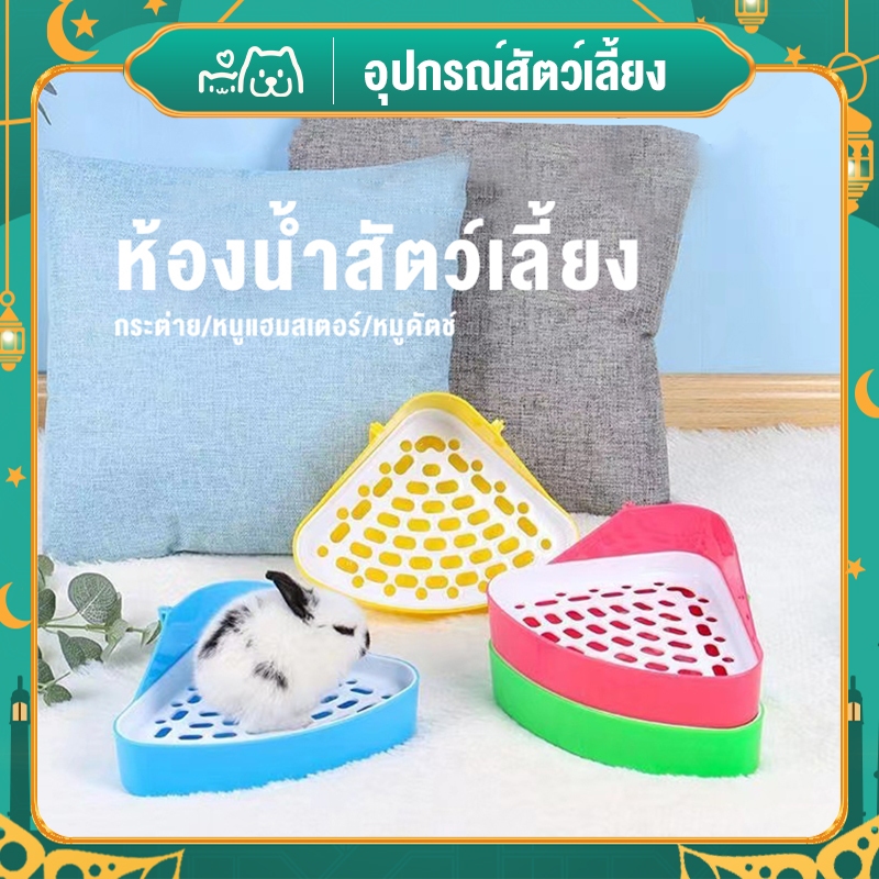 😺Hipetime offical shop😺กล่องห้องน้ํากระต่ายพลาสติก ทรงสามเหลี่ยม ขนาดเล็ก สําหรับสัตว์เลี้ยง จํานวน 1 ชิ้น