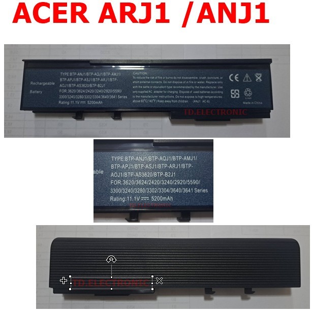 BATTERY ACER ARJ1 AQJ1 Aspire 2420, 2920, 2920z, 3620a, 3620 / แบตเตอรี่โน๊ตบุ๊ค เอเซอร์ เทียบ (OEM)