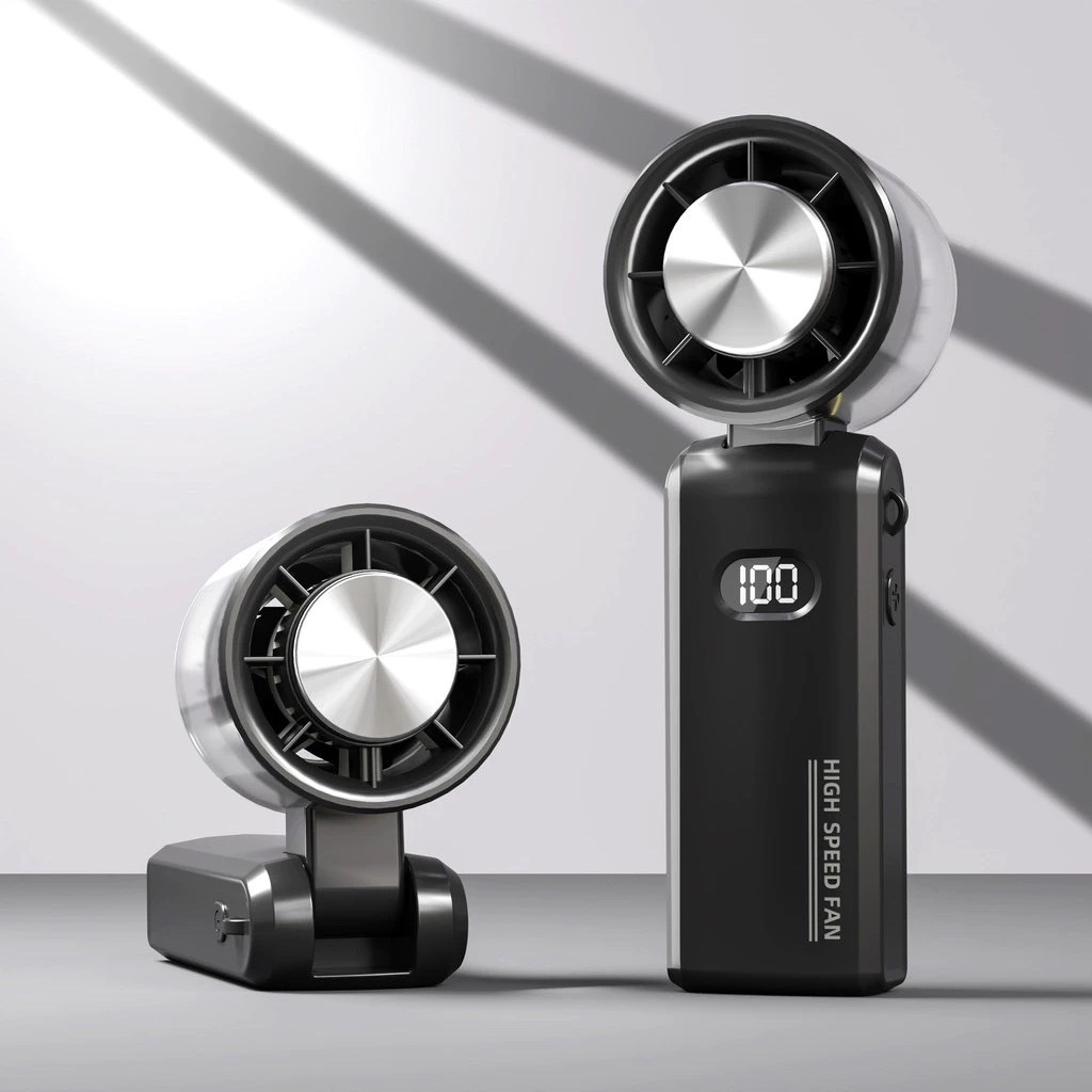 พัดลมมือถือ พัดลมไอเย็น 4000mAh แบบพับได้ ปรับระดับได้ 100 ระดับ พัดลมพกพา  Ice Cooling Mini