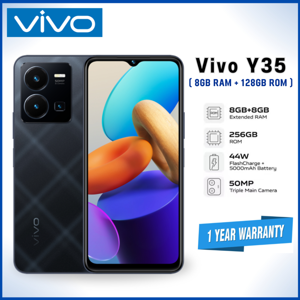 VIVO Y35 5G | RAM 8GB + ROM 128GB รองรับชาร์จเร็ว 44W แบตเตอรี่ 5000mAh กล้อง 50MP สนุกสนาน นิ้ว FHD