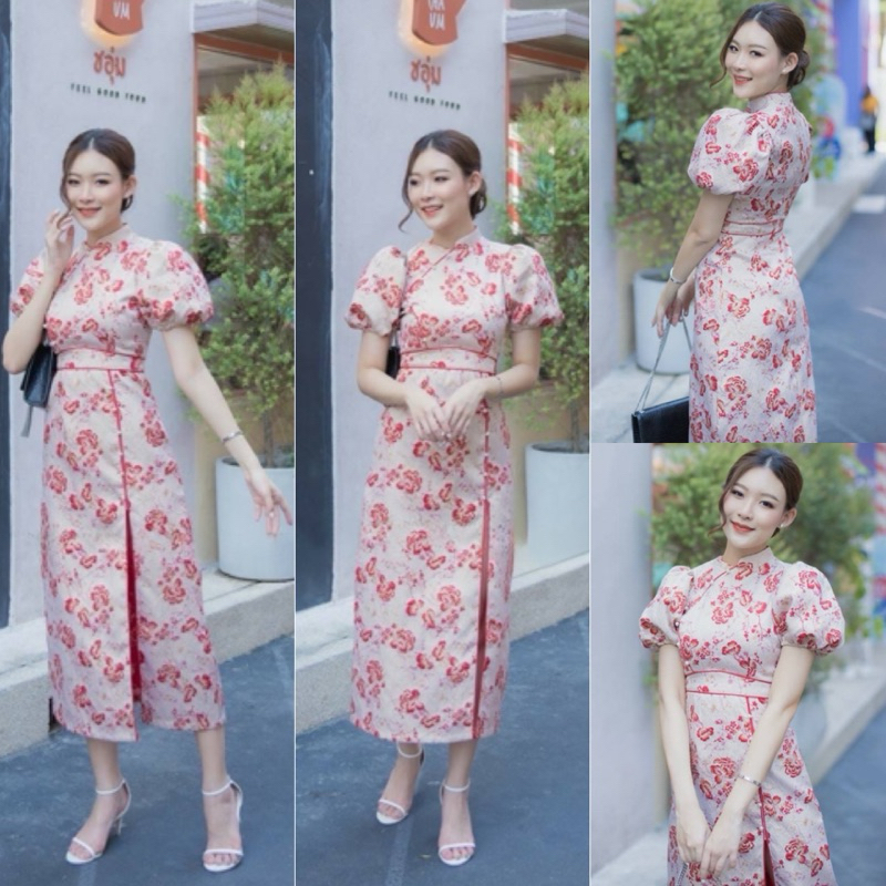 AB009 เดรสกี่เพ้าแขนตุ๊กตา เดรสกี่เพ้ายาว