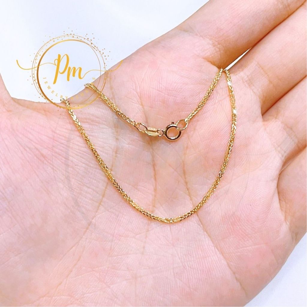 สร้อยคอทองแท้ PM ตะขอก้ามปู ทองคำแท้ 9k Italy (375) ลายสี่เสา มีใบรับประกันจากทางร้าน