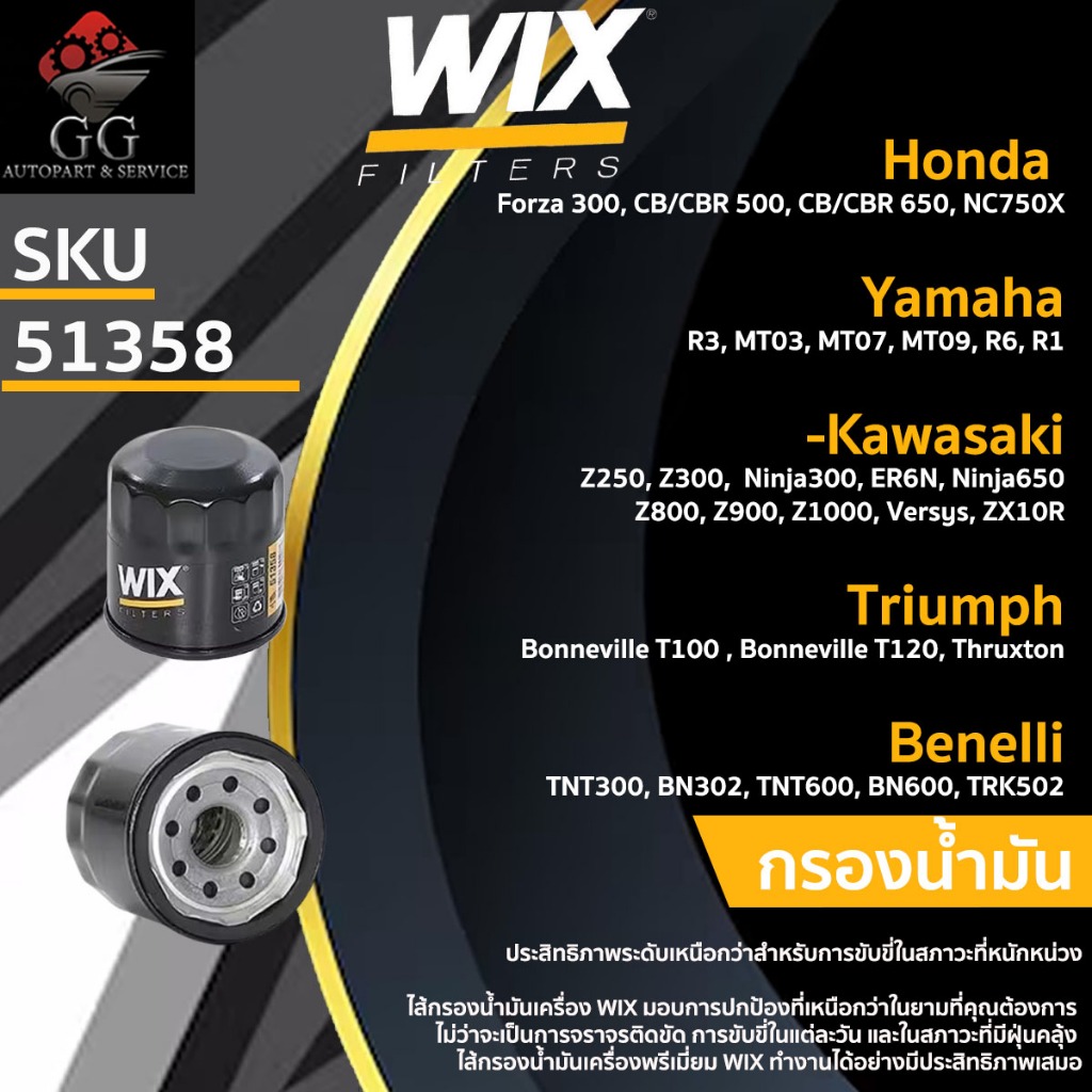 WIX 51358 กรองน้ำมันเครื่อง Bigbike บิ๊กไบค์