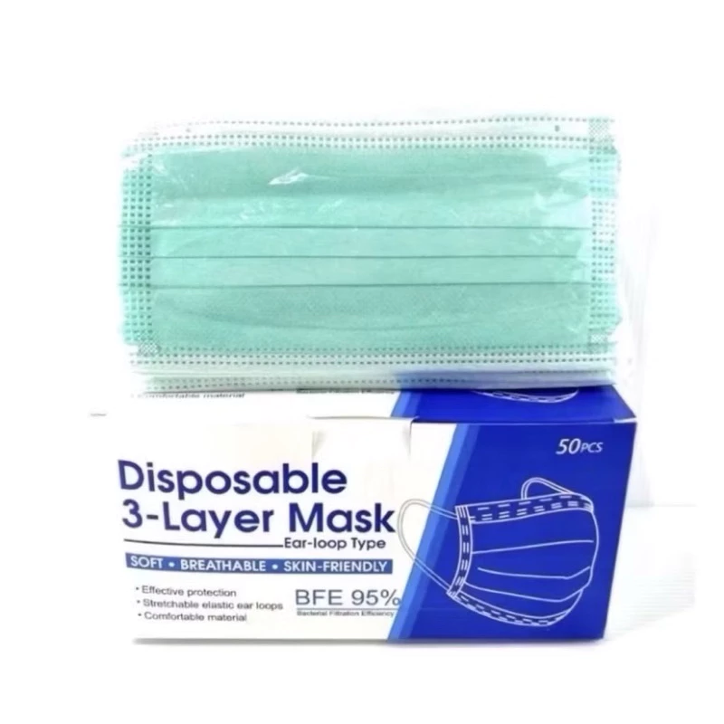 เเมสฟ้า Face Mask หน้ากากอนามัย “ 1แพ๊ค/50ชิ้น” หนา 3 ชั้น) สินค้าพร้อมส่งในไทย