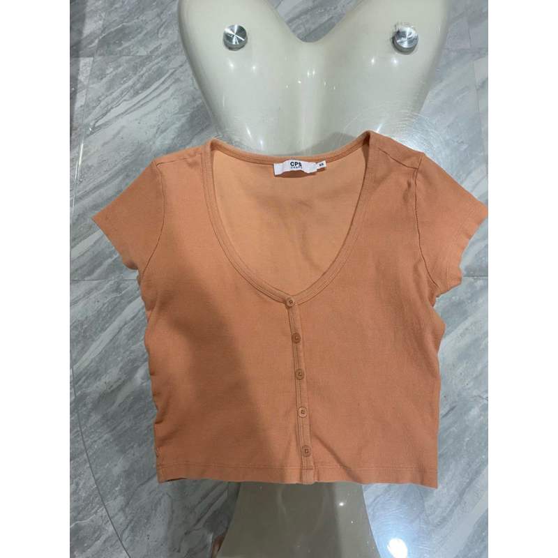 เสื้อยืดคอวีสีส้มผู้หญิง ป้าย cps แท้💯